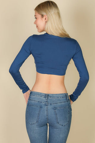 Cropped Long Sleeve Crew Neck Top | Soft Stretch