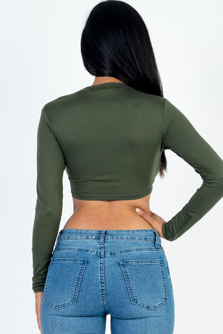 Cropped Long Sleeve Crew Neck Top | Soft Stretch