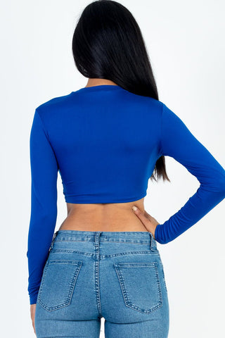 Cropped Long Sleeve Crew Neck Top | Soft Stretch