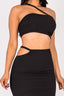 Cross Strap Cutout Top & Side Slit Midi Skirt Set