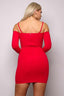 Cuff Front Strap Mini Dress-Red