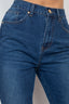 Cuffed-button Mom Jeans-Dark Denim