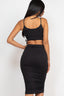 Cut-out Tie Side Crop Top & Ruched Midi Skirt Set