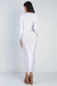Cutout Bust Mesh Long Sleeve Dress-White