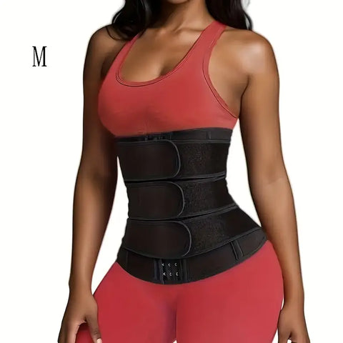 Everyday Comfort Adjustable Triple-Row Buckle Waist Trainer Belt – Black