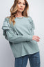 Double Ruffle Sleeves Top-Faded Blue