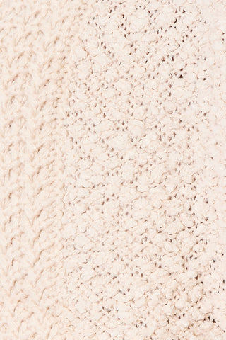 Close-up of textured knit fabric in cream for Double Take Open Front Long Sleeve Cardigan. Perfect for cozy layering.
