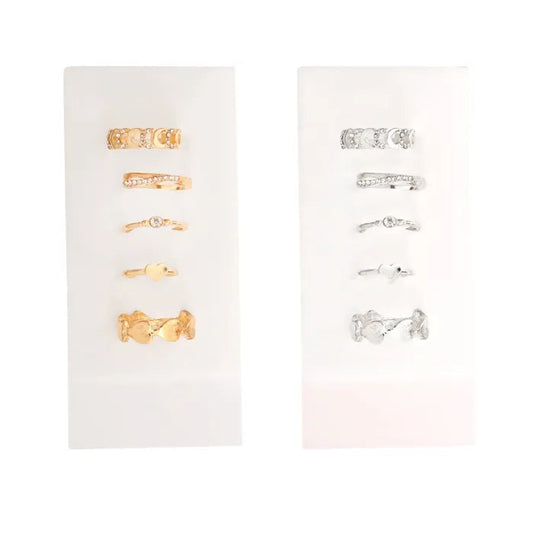 Dozen 5Pc Heart Toe Ring Sets-Gold/ Silver