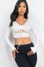 Drawstring Ruched Cutout Front Crop Top