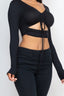 Drawstring Ruched Cutout Front Crop Top