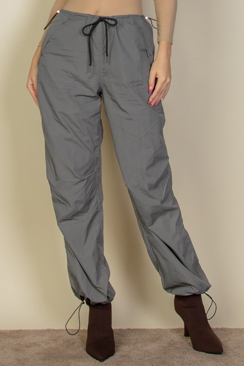 Drawstring Waist Parachute Pants