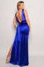 Elegance Sleeveless Deep V Low Back Bow Maxi Dress