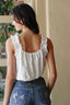 Embroidered Strap Sleeveless Crop Top-White