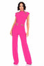Eyelet With Chain Jumpsuit-Fuchsia