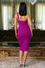 Eyelet With Stud Detailed Bodycon Dress-Magenta