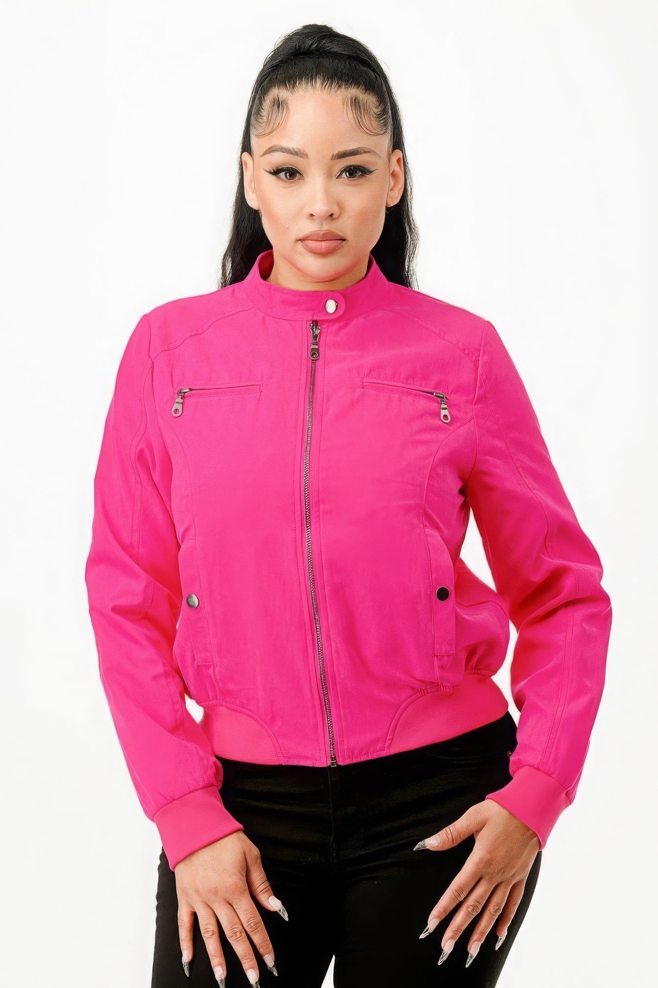 Fashion Forward Casual Zip Up Biker Moto Jacket