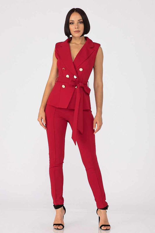 Fashion Top And Pants Set-Red