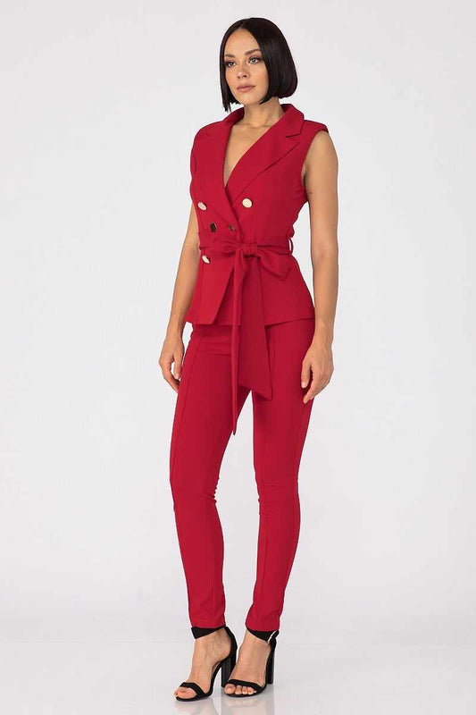 Fashion Top And Pants Set-Red