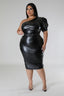 Faux Leather Black Semi-stretch Dress