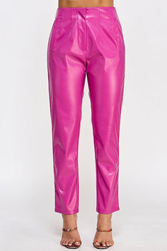 Faux Leather Magenta Pants