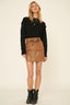 Faux Leather Mini Skirt-Camel