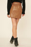 Faux Leather Mini Skirt-Camel