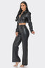 Faux Leather Set With Rhinestone Detail-Black