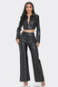 Faux Leather Set With Rhinestone Detail-Black