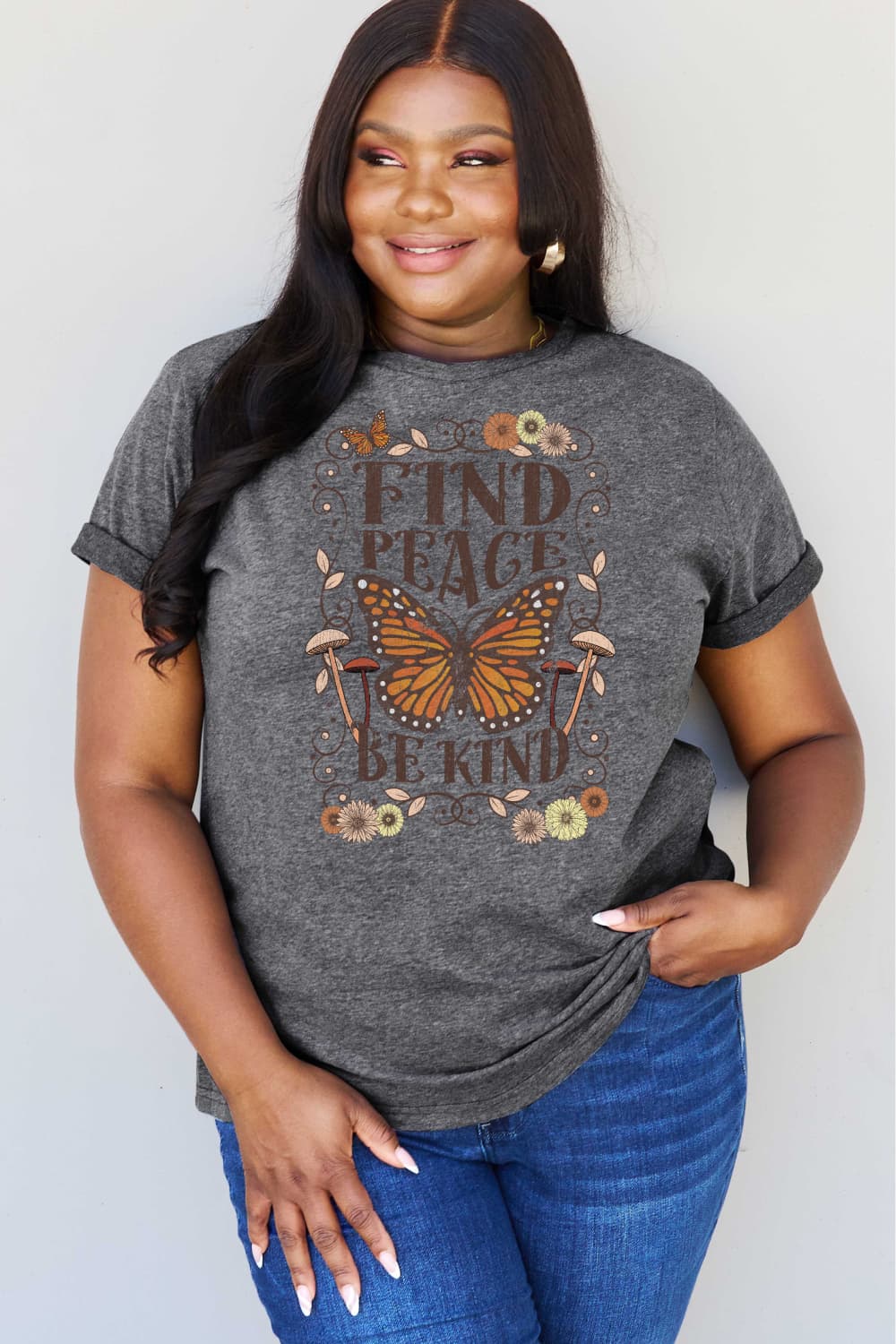 FIND PEACE BE KIND Graphic Cotton T-Shirt