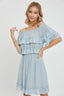 Flirty Blue Off Shoulder Ruffle Midi Dress