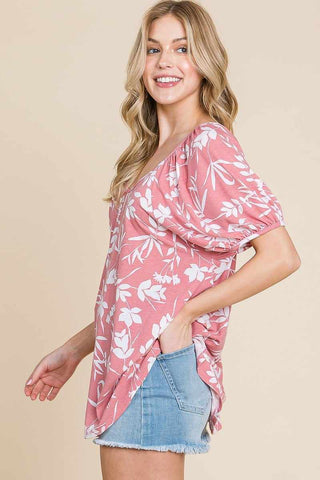Floral Babydoll Top-Mauve