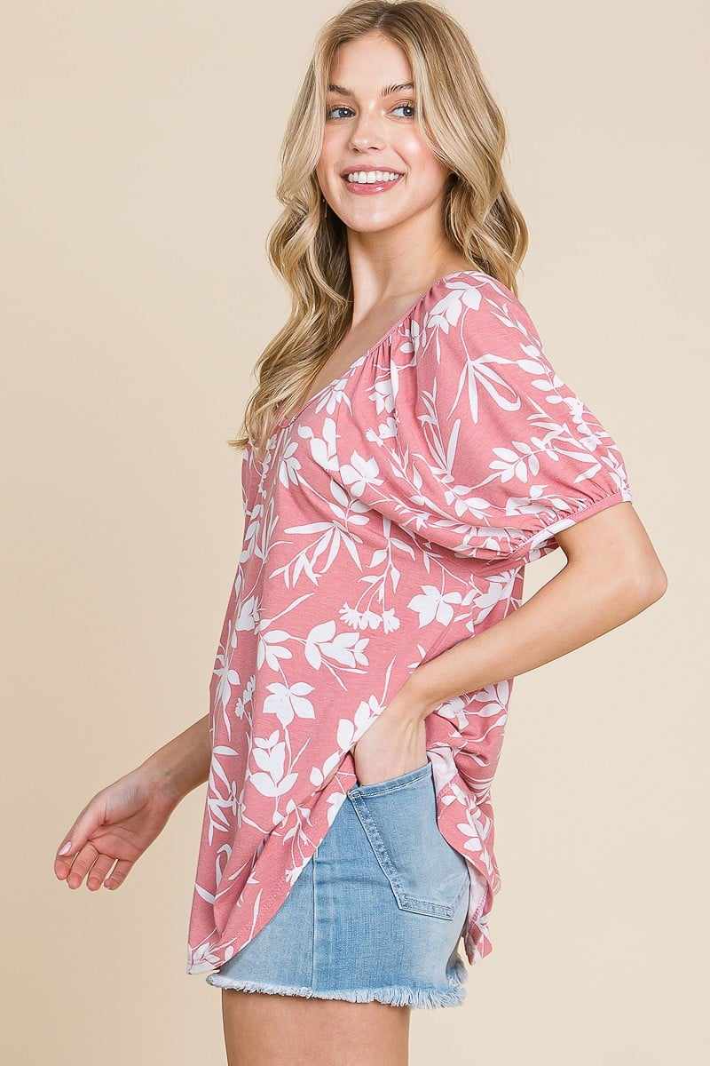 Floral Babydoll Top-Mauve