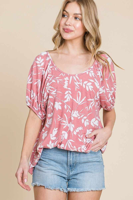 Floral Babydoll Top-Mauve