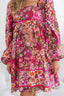 Floral Dark Pink Square Neckline Mini Dress