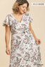 Floral Print Short Sleeve Maxi Dress-Off White