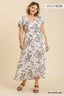 Floral Print Short Sleeve Maxi Dress-Off White