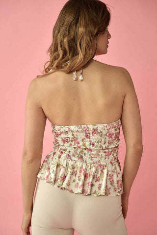 Floral Print Woven Cami Top-Cream