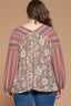 Floral Printed Knit Top-Marsala