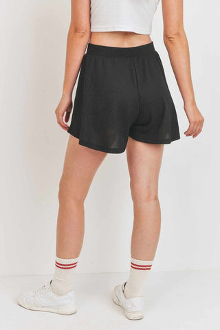 Flounce Shorts Micro Waffle Short-Black