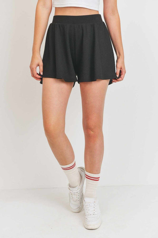 Flounce Shorts Micro Waffle Short-Black