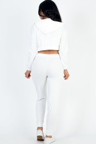 French Terry Cropped Cami Zip-Up Jacket & Joggers Set