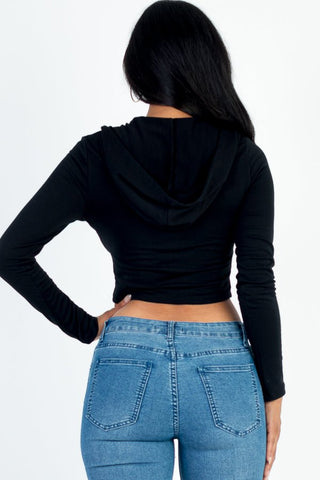 French Terry Cropped Zip Up Hoodie