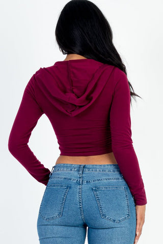 French Terry Cropped Zip Up Hoodie