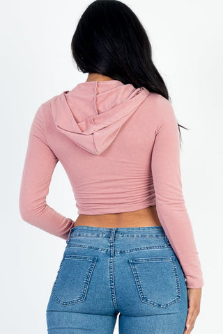 French Terry Cropped Zip Up Hoodie