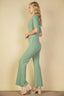 French Terry Short Sleeve Flare Jumpsuit