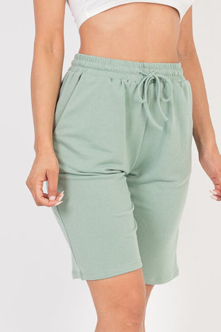 French Terry Stretch Bermuda Shorts | High-Rise