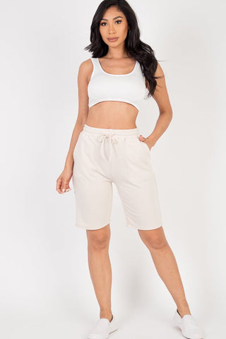 French Terry Stretch Bermuda Shorts | High-Rise