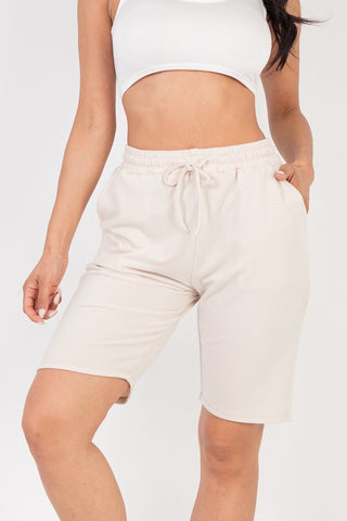 French Terry Stretch Bermuda Shorts | High-Rise