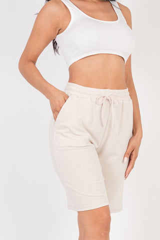 French Terry Stretch Bermuda Shorts | High-Rise