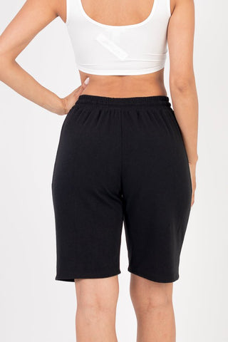 French Terry Stretch Bermuda Shorts | High-Rise